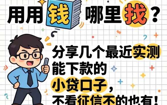 急用钱哪里找？分享几个最近实测能下款的小贷口子，不看征信的也有！