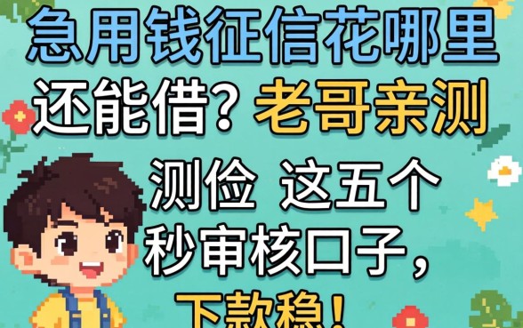 急用钱征信花哪里还能借？老哥亲测这五个秒审核口子，下款稳！