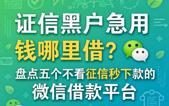 征信黑户急用钱哪里借？盘点五个不看征信秒下款的微信借款平台
