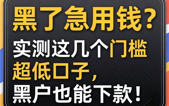 征信黑了急用钱？实测这几个门槛超低的口子，黑户也能下款！