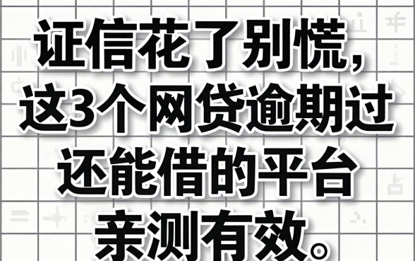 征信花了别慌，这3个网贷逾期过还能借的平台亲测有效