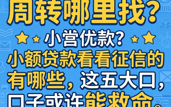 急需周转哪里找？2026小额贷款不看征信的有哪些，这五大口子或许能救命